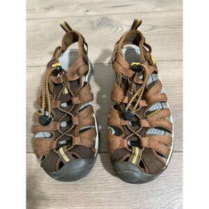 KEEN Women's Whisper Sandal 1003713 Coffee Liqueur/Yellow 7